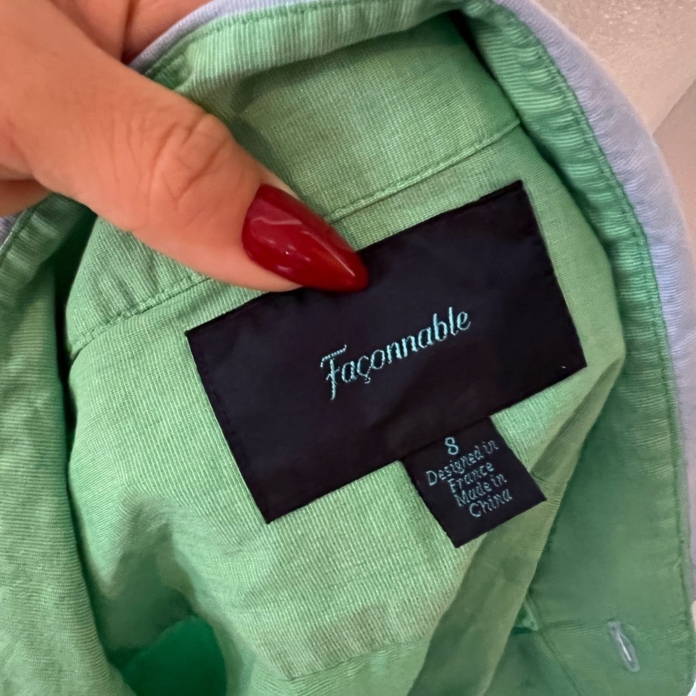 Facconable Green Long Sleeve Button Front Top - image 5